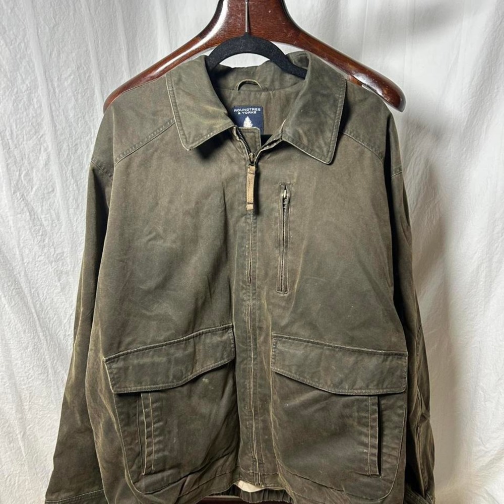 Roundtree & Yorke Jacket Men's Size‎ XL Brown Waxed Cotton Lined Workwear